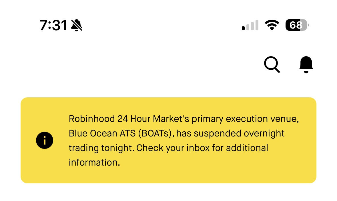 Blue Ocean Suspended Robinhood App Screenshot